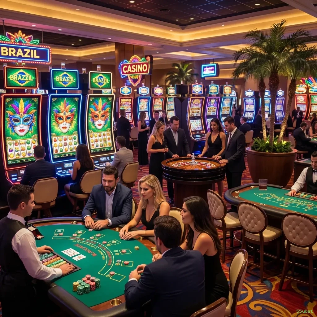 Imagem promocional do cassino online da 55ubet mostrando jogos ao vivo